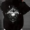Occult Compass Mountain Forest Hoodie Unisex Men Women Sun Moon Phase Back Print Graphic Casual Streetwear Pullover Sweatshirt