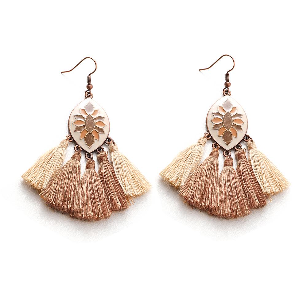 Retro Bohemian Woven Tassel Earrings In Niche Forest Style