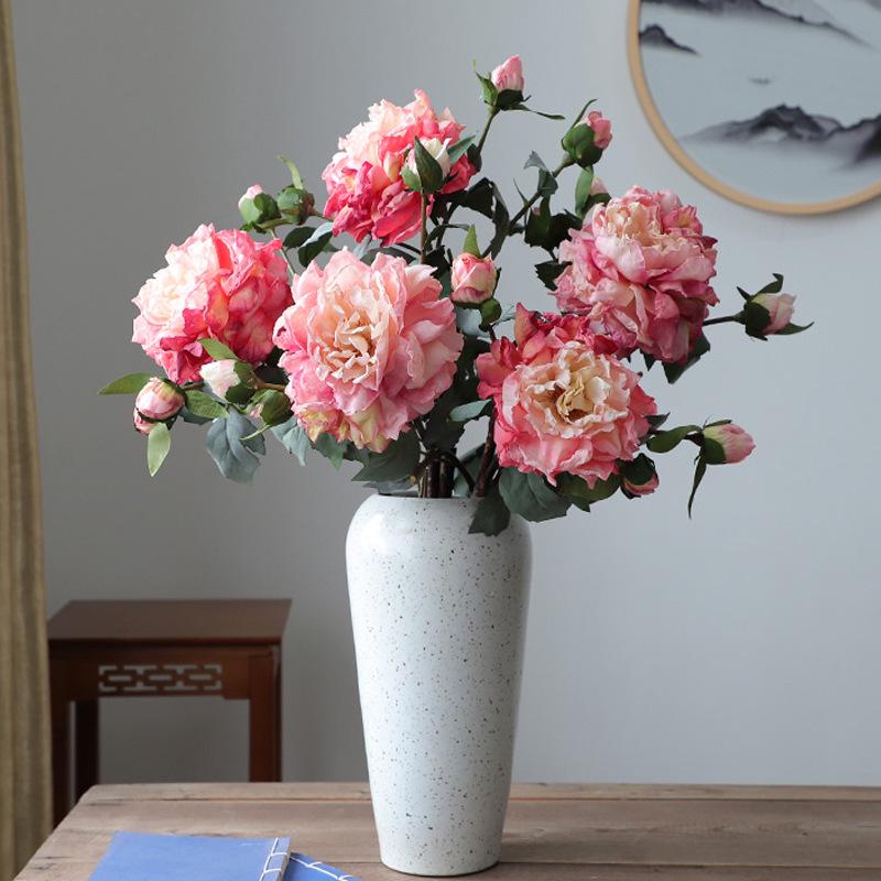 Luxury Silk Peony Flower Decor for Living Room Table