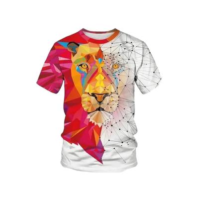 Summer TShirt Animal Lion 3D Printed Short-Sleeved Street Shoot Oversized Tops Fashion Casual Wear Mens TShirt