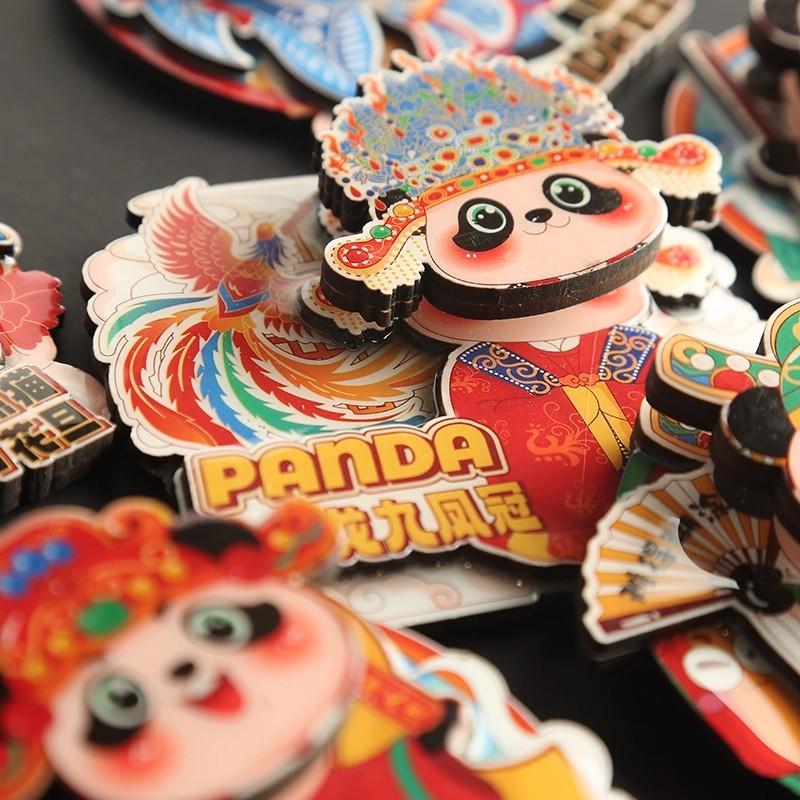 Chinese style Peking Opera Panda refrigerator sticker 3d cartoon Refrigerator Magnet Resin Fridge Magnet for Kitchen Decoration