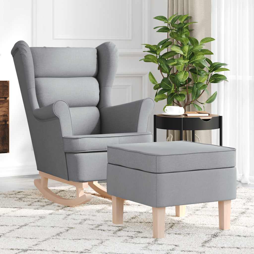 Rocking Chair with Footstool Light Grey Fabric
