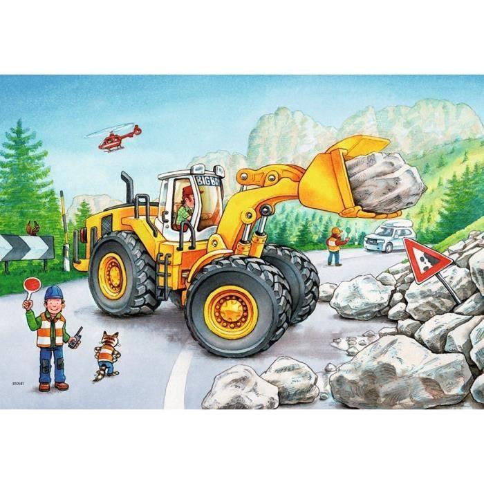 Puzzle - RAVENSBURGER - 2 Puzzles - Tractopelle et Tracteur Forestier - 24 pièces - 3 à 6 ans
