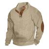 Men's Autumn/Winter Jacquard Knit Pullover Sweatshirt with Standing Collar and Leather Elbow Patches