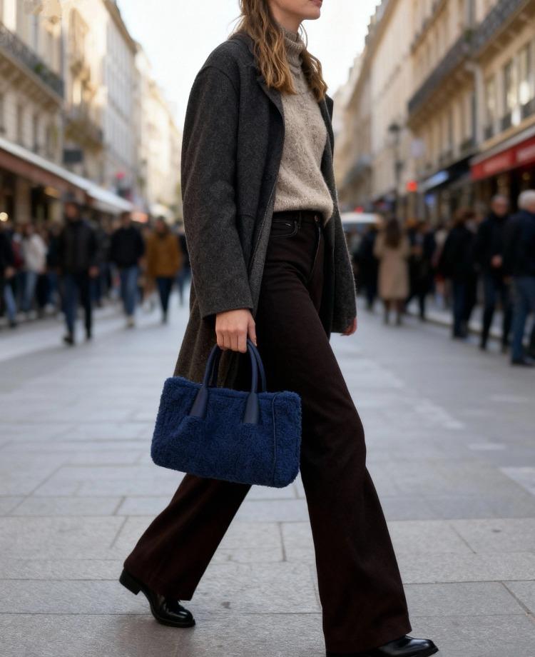Large Capacity Simple Winter Women's Bag 2025 New Trendy Fashion Handbag One-shoulder Wool Foreign Style Tote Bag