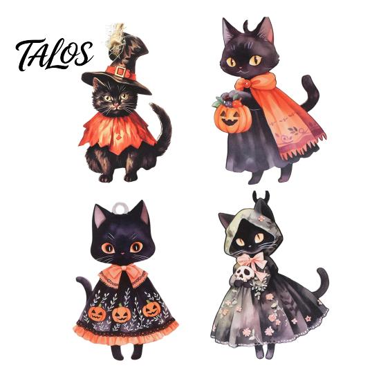 Cute Black Cat Window Ornament Halloween Witch Wooden Hanging Ornament, Decorative Pendant, Unique Tree Holiday Party Favors for And Decor Vintage
