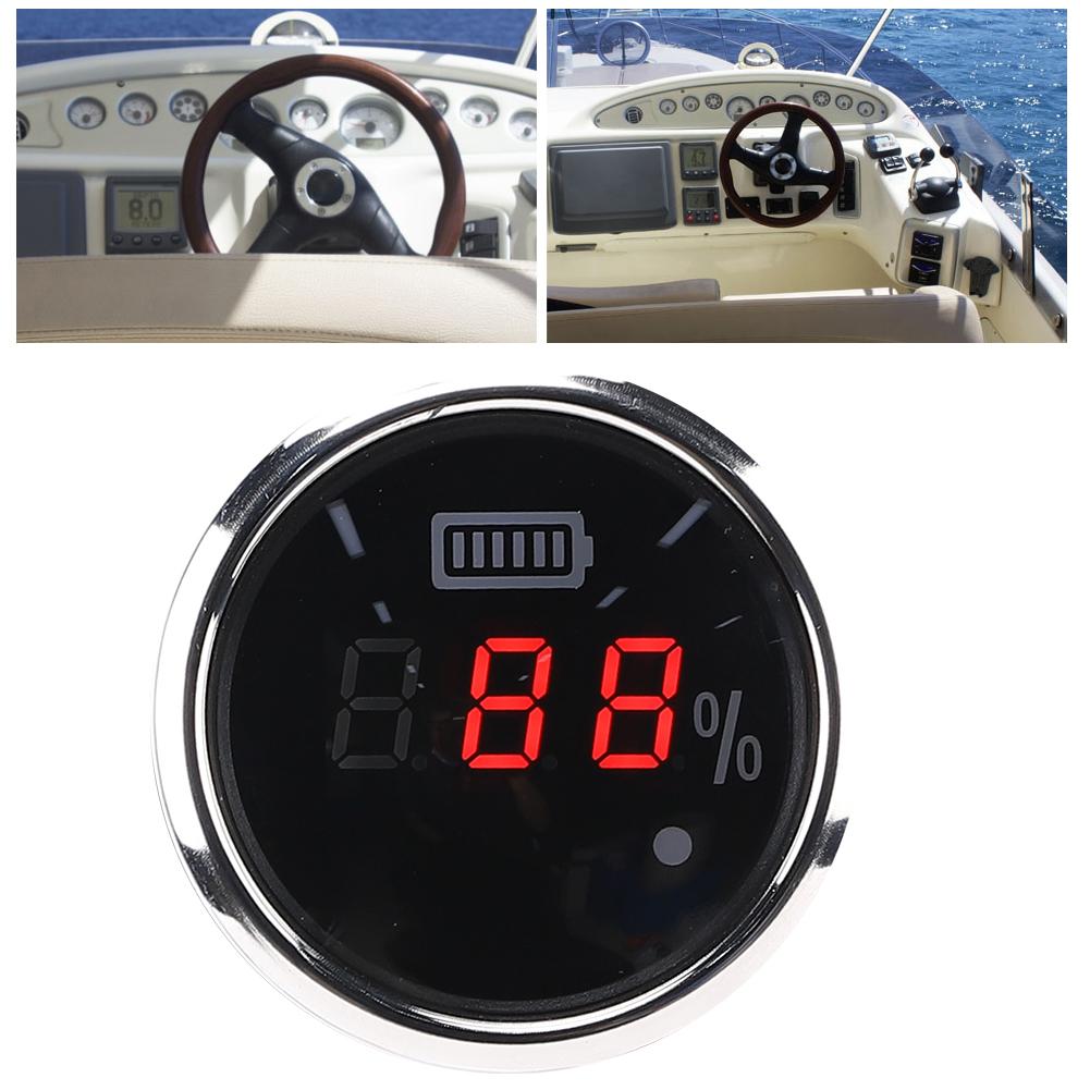 52Mm 2in Battery Digital Gauge Waterproof AntiFog Meter 12V with Smart Alarm for Ships  Electric Vehicles Boats(Black