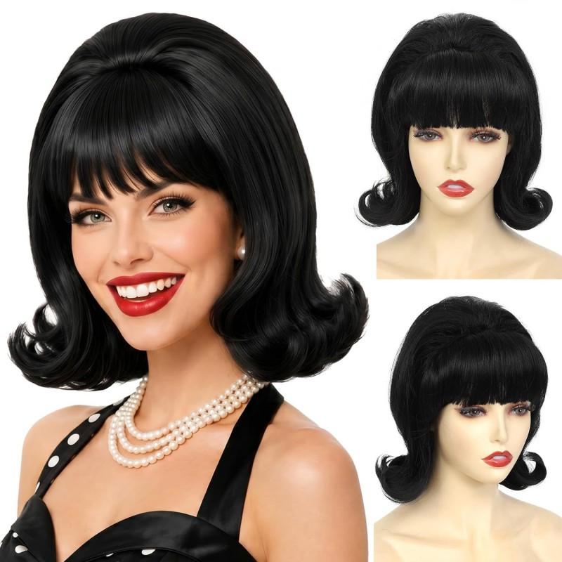 Womens Vintage Curly Cos Wig Medium Length Synthetic Hair Costume Parties