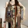 Wide Belt for Women with Vintage High-End Fashion Versatile Decoration To Wear with Skirts Rivet Punk Style Waistcoat