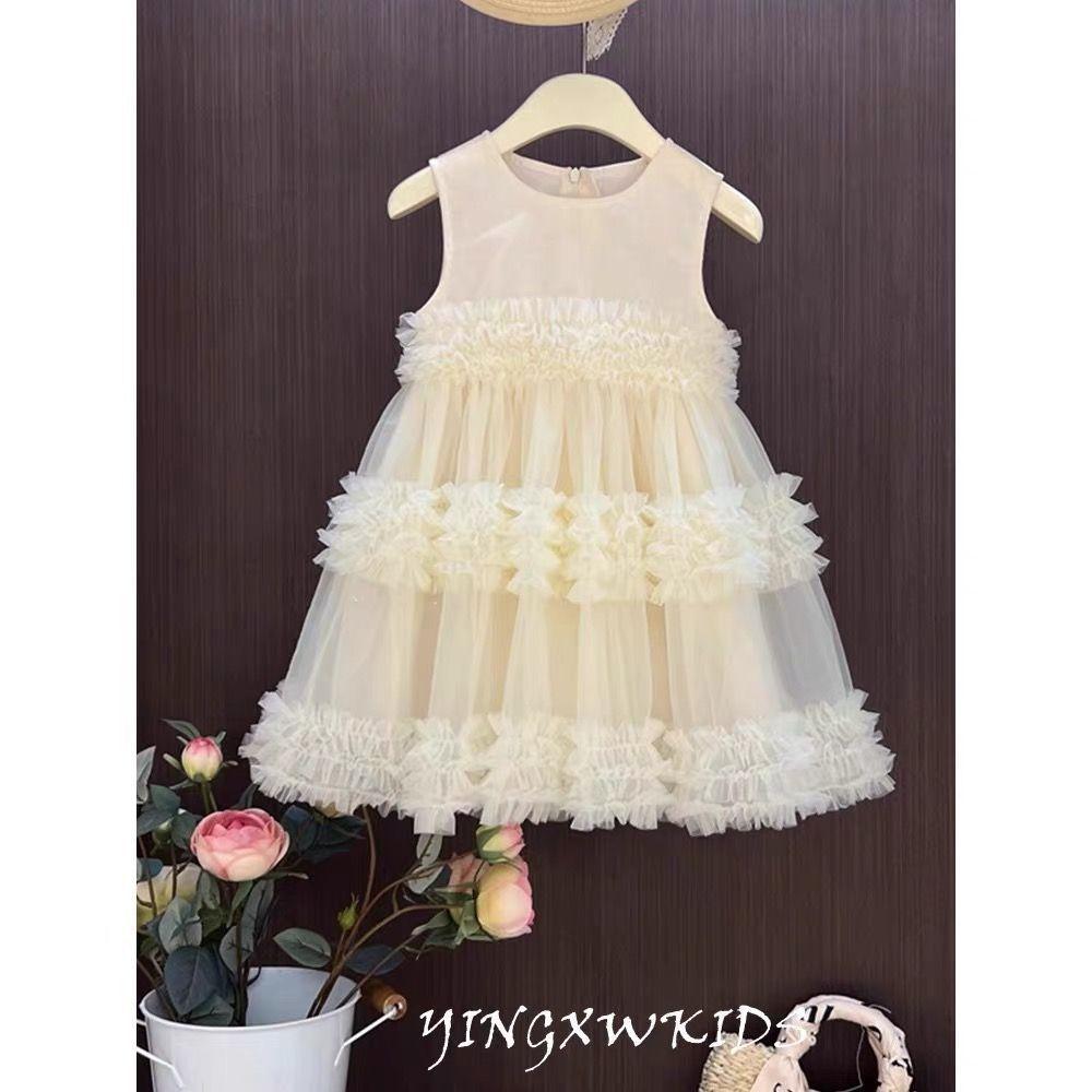 Girls Summer Tulle Tutu Dress Sweet Princess Sleeveless Vest Dress Fresh And Stylish Party Gown For Kids