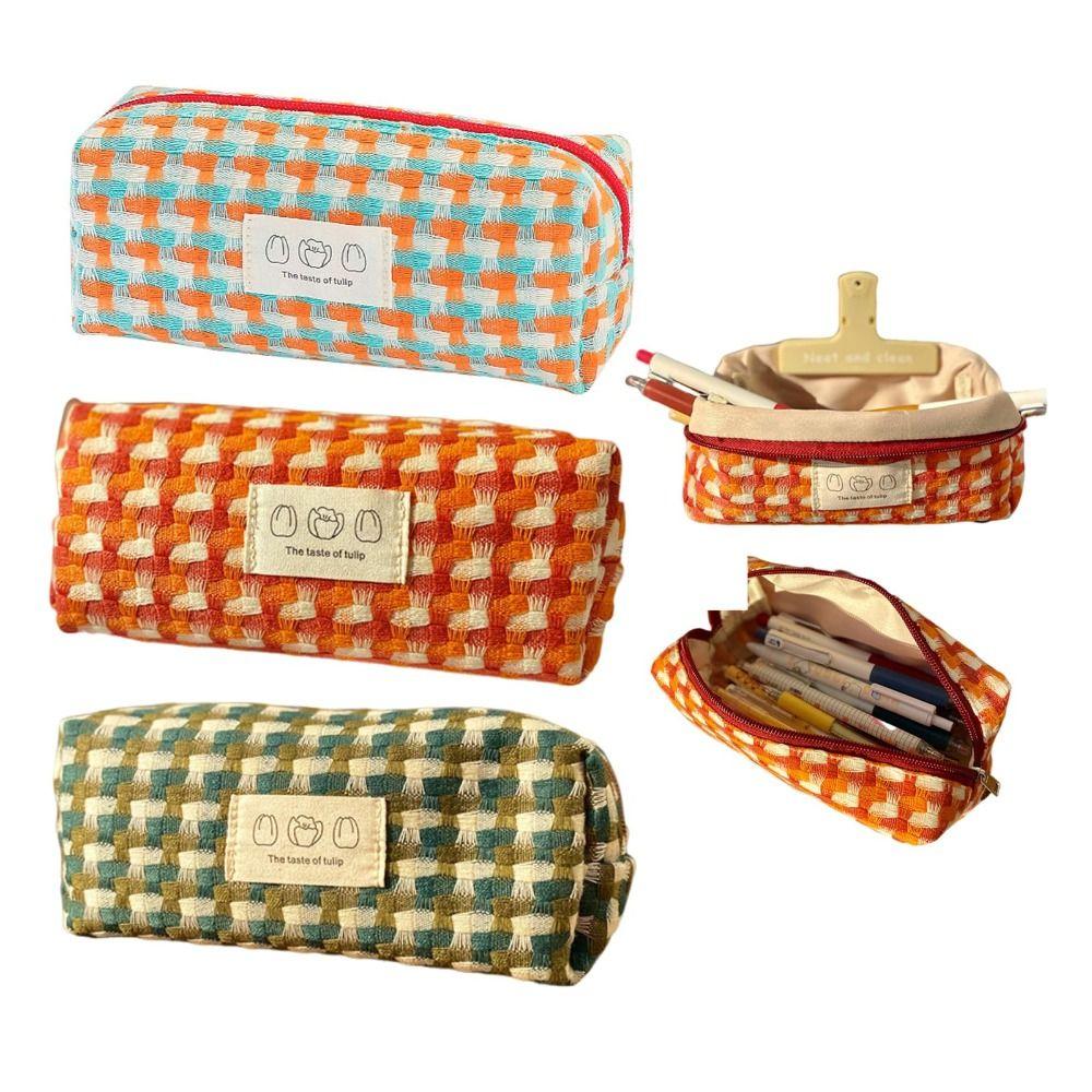 Stain Resistant Pen Bag Rainbow Weaving Design Pen Storage Bag Pencil Case  School Office