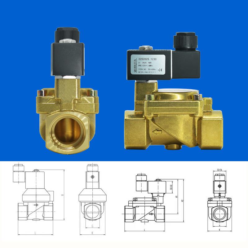 Brass 2252 Series Large Bore Diaphragm Solenoid Valve for Air/Water