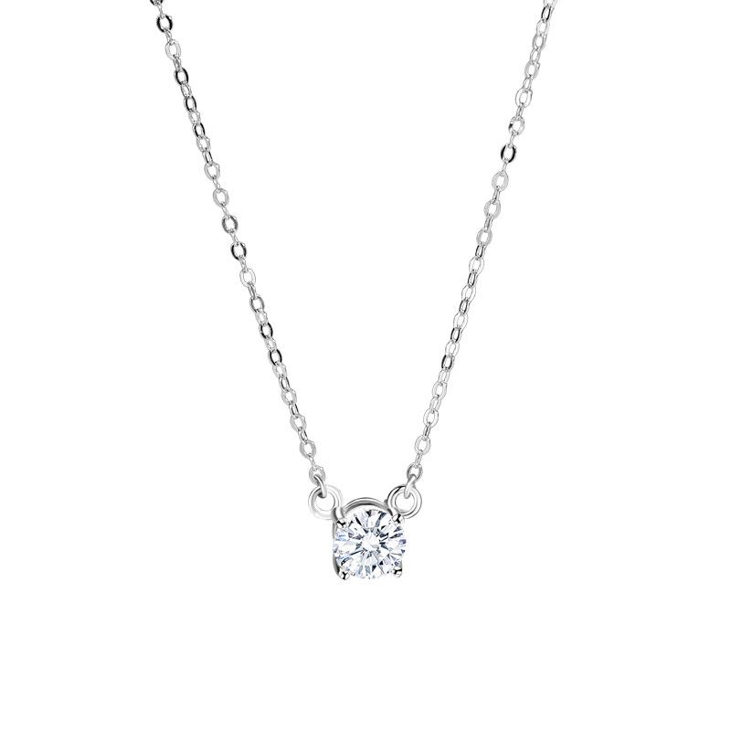 Single Diamond Necklace Women's Simple Fashion Temperament Versatile Small Exquisite Ins Style Pendant Necklace
