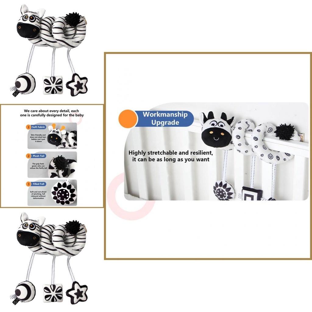Interactive Black And White Animal Bedside Crib Toy For Babies