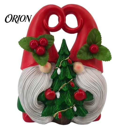 Indoor Christmas Party Supplies Gnome Figurine, Resin Swedish Tomte Statue with Xmas Tree/Gift Bag, Gnomes for Home Decor Collectible Holiday