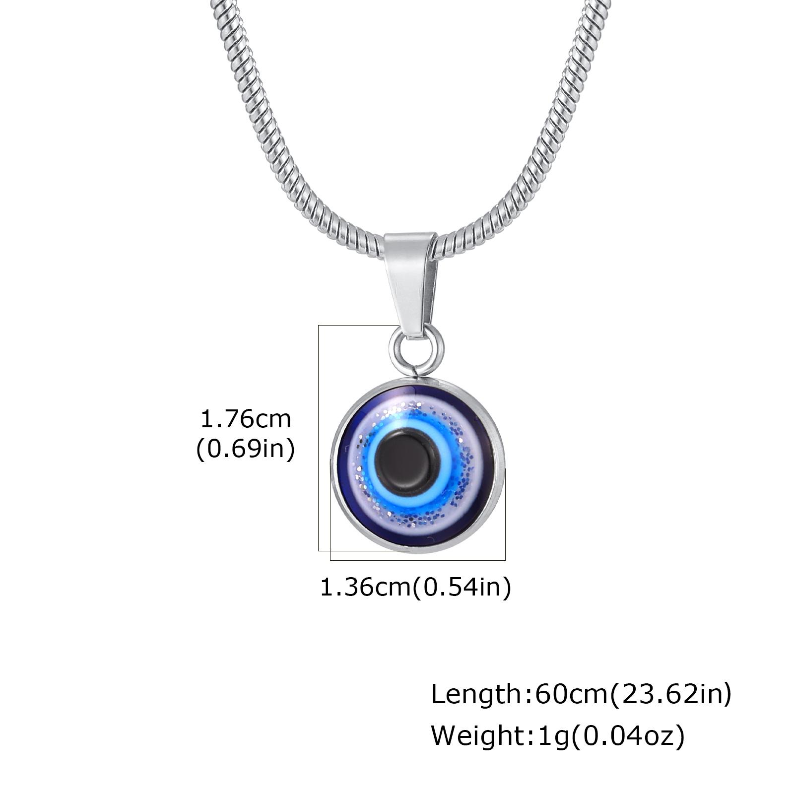 

Trendy Evil Eye Stainless Steel Pendant Necklaces for Men Round Snake Chain Lucky Blue Eye Charm Collar Simple Fashion Jewelry