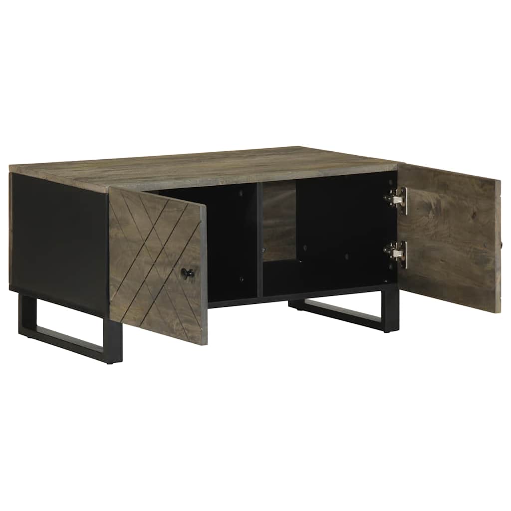  Coffee Table, Black, 80x50x40 Cm, Solid Mango Wood