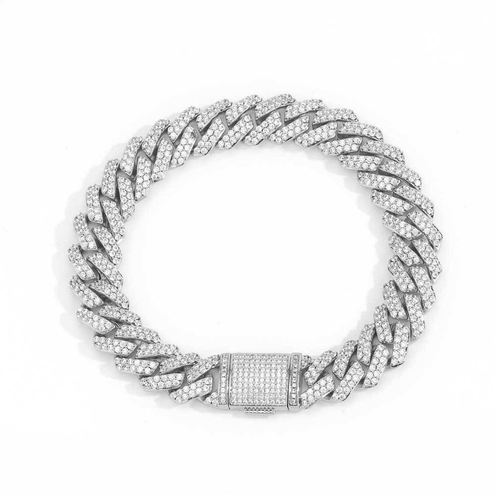 Europäisches und amerikanisches 10-mm-Flip-Schnalle-Diamant-Zirkon-Armband, Modemarke, personalisiertes Hip-Hop-Armband mit kubanischer Gliederkette für Herren