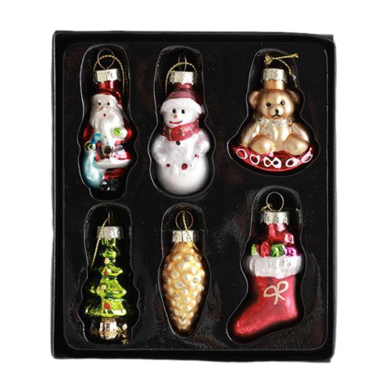 9 Pcs Christmas Ornaments Mini Resin Bear Tree Snowman Santa Xmas Tree Hanging Decoration for Winter Home Party Decor