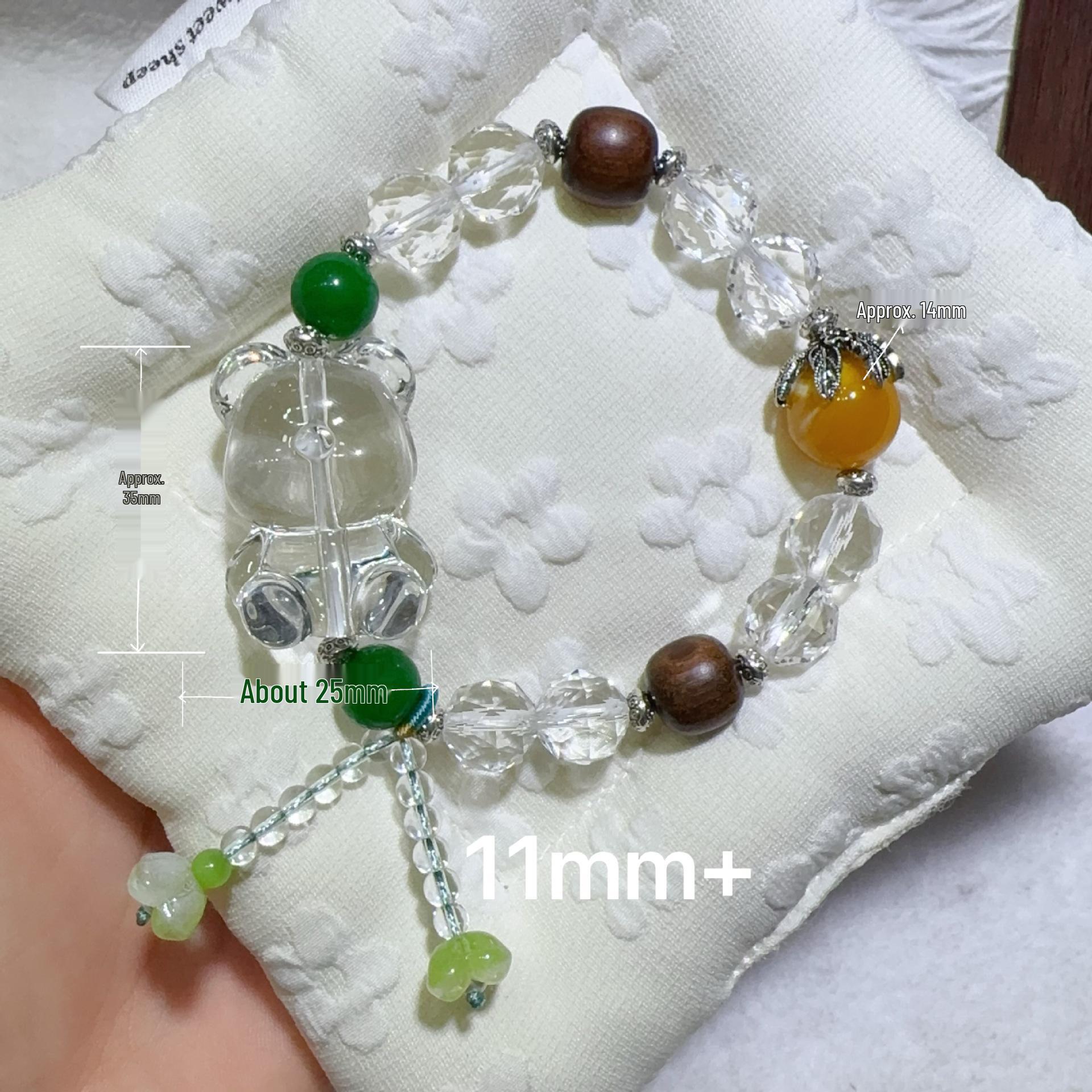 

Оригинальный браслет в китайском стиле «Много сокровищ» для женщин с бусинами из искусственного хрусталя и дизайном в виде маленького медвежонка - Ретро-сладкое ручное украшение.