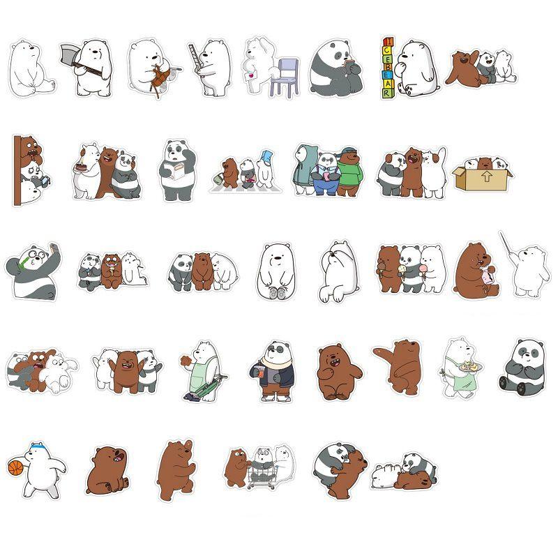 Lebhafte 37 Stück We Bare Bears Wasserdichte Graffiti-Aufkleber für Gepäck und Elektronik