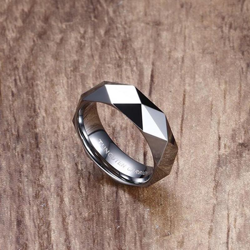 Anti-scratch Men's Rhombic Cut Tungsten Carbide Promise Wedding Bands Ring Gold Color Party Statement Fashion Women Jewelry
