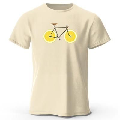 Summer New Fresh Lemon Bicycle Pure Cotton Tshirt 2026 Mens Leisure and Entertainment Printed Tshirt Large Loose Sports Top