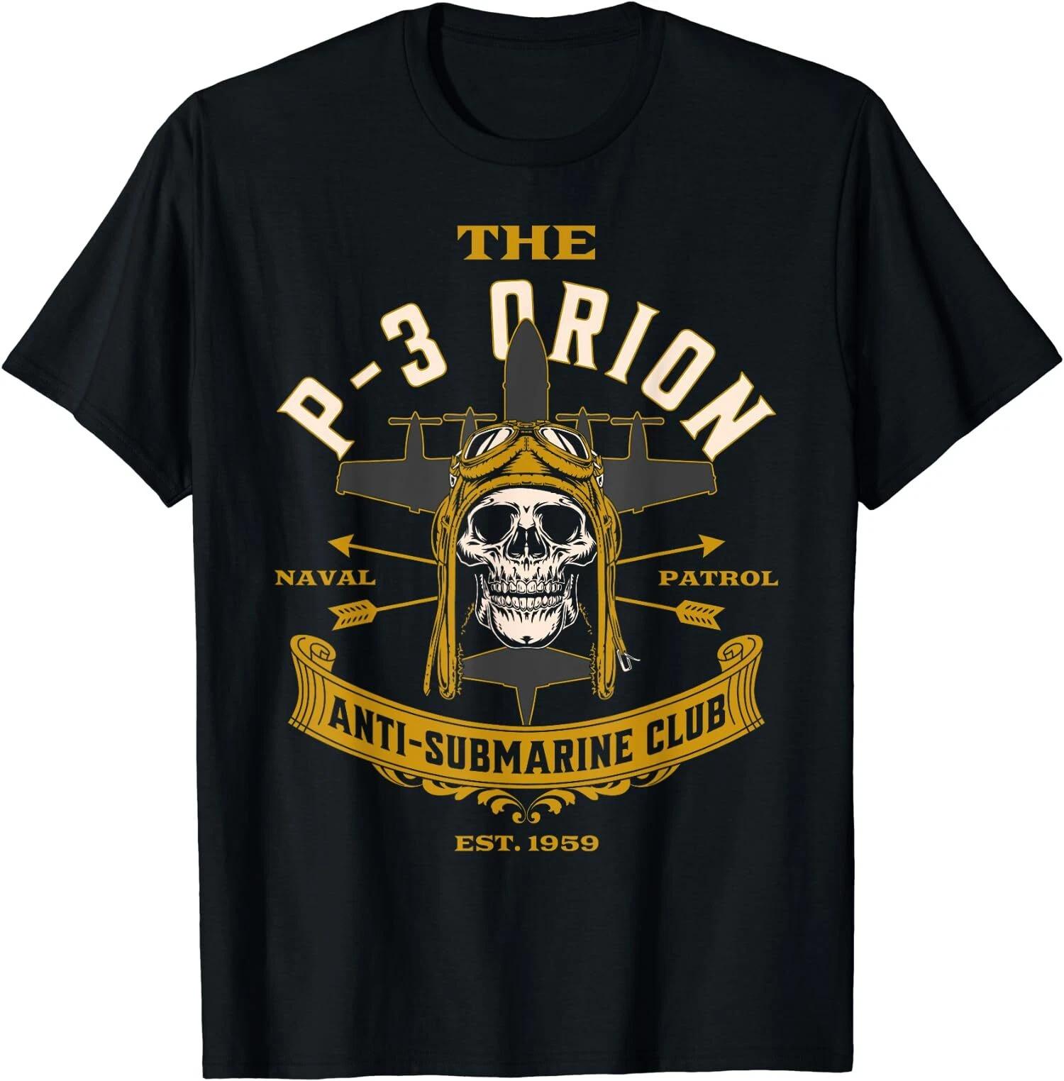 Vintage P-3 Orion Anti-Submarine Naval Patrol Aircraft Skull T-Shirt S