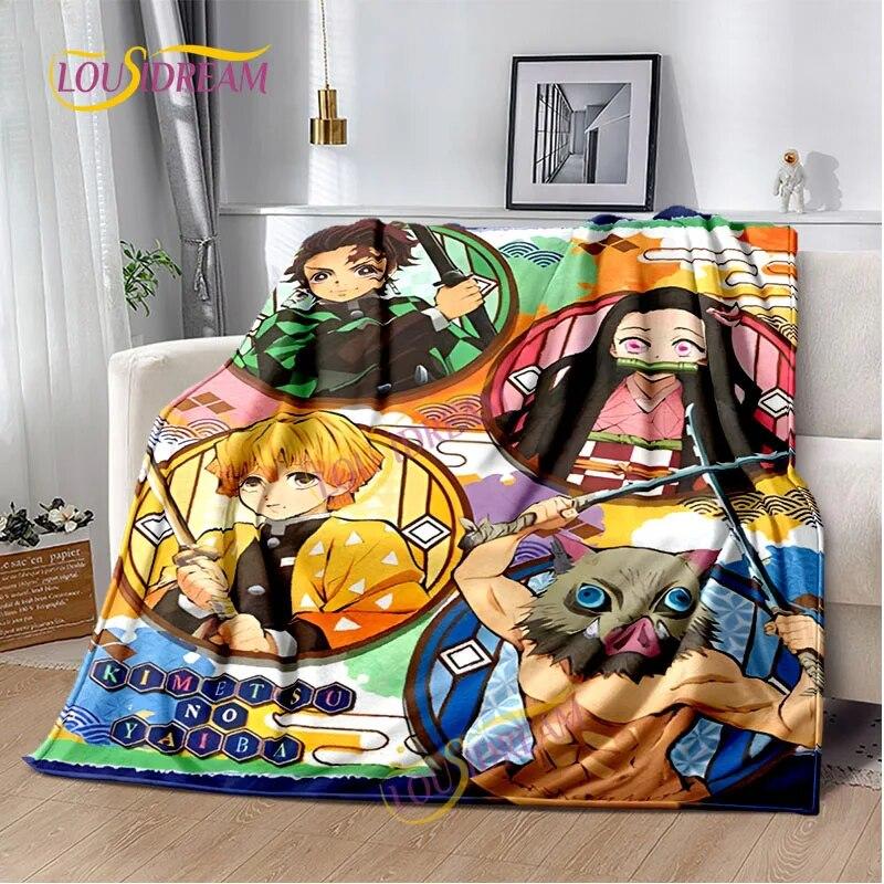 Japanese Cartoon Series Blanket Living Room Bed Sofa Travel 3D Demon Slayer Blanket Cartoon Home Office Hiking Gift