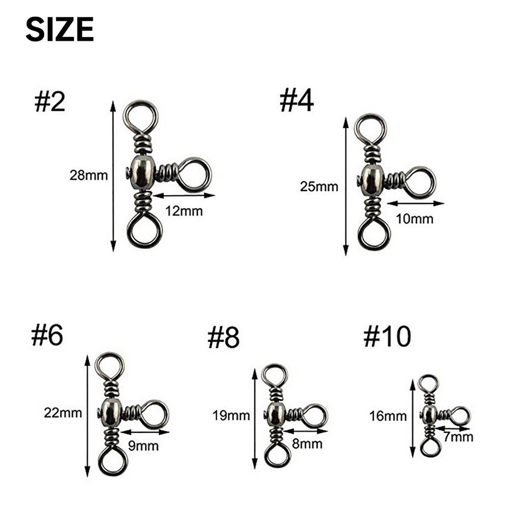 115 Pieces 3-way Fishing Swivels Set T-shape Triple Swivel Connector Fishing Tackle Accessories For Freshwater Seawater