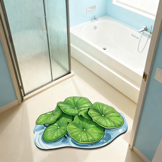 Realistic 3D Leaf Rug Irregular Leaf Shaped Floor Mat Anti Doormat for Bathroom Slip Green Leaf