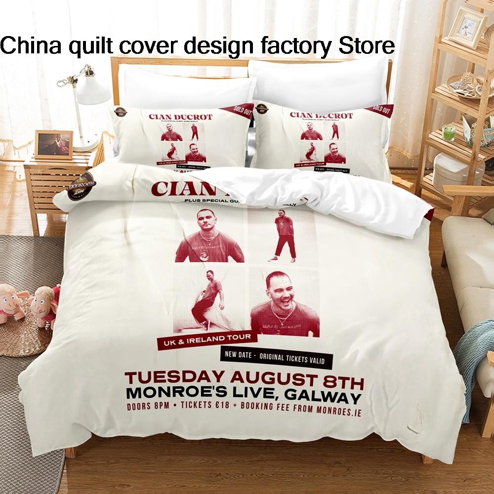Cian Ducrot Pattern Bedding Set 3Pcs Duvet Cover Pillowcase Lightweight Microfiber Bed Linen Home Bedroom Decor For Music Fans
