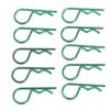 10Pcs RC Car Shell Clip RShape Metal Body Clips Pins Green for 15 16 18 110 RC Car(Green )