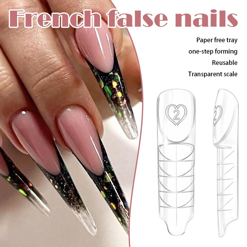 60/150Pc Nail Art Dual Forms French-style Clear Reusable Nails Extension Nail Forms DIY Almond Trapezoid Shaped Nail Gel Molds