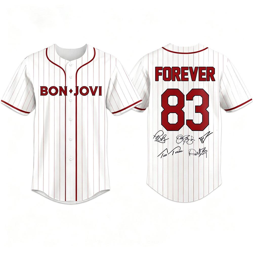 Bon Jovi Forever Tour 2026 Baseball Jersey Button Up Short Sleeve Unisex  T-shirt Summer Casual Men Women Tops Print Shirt