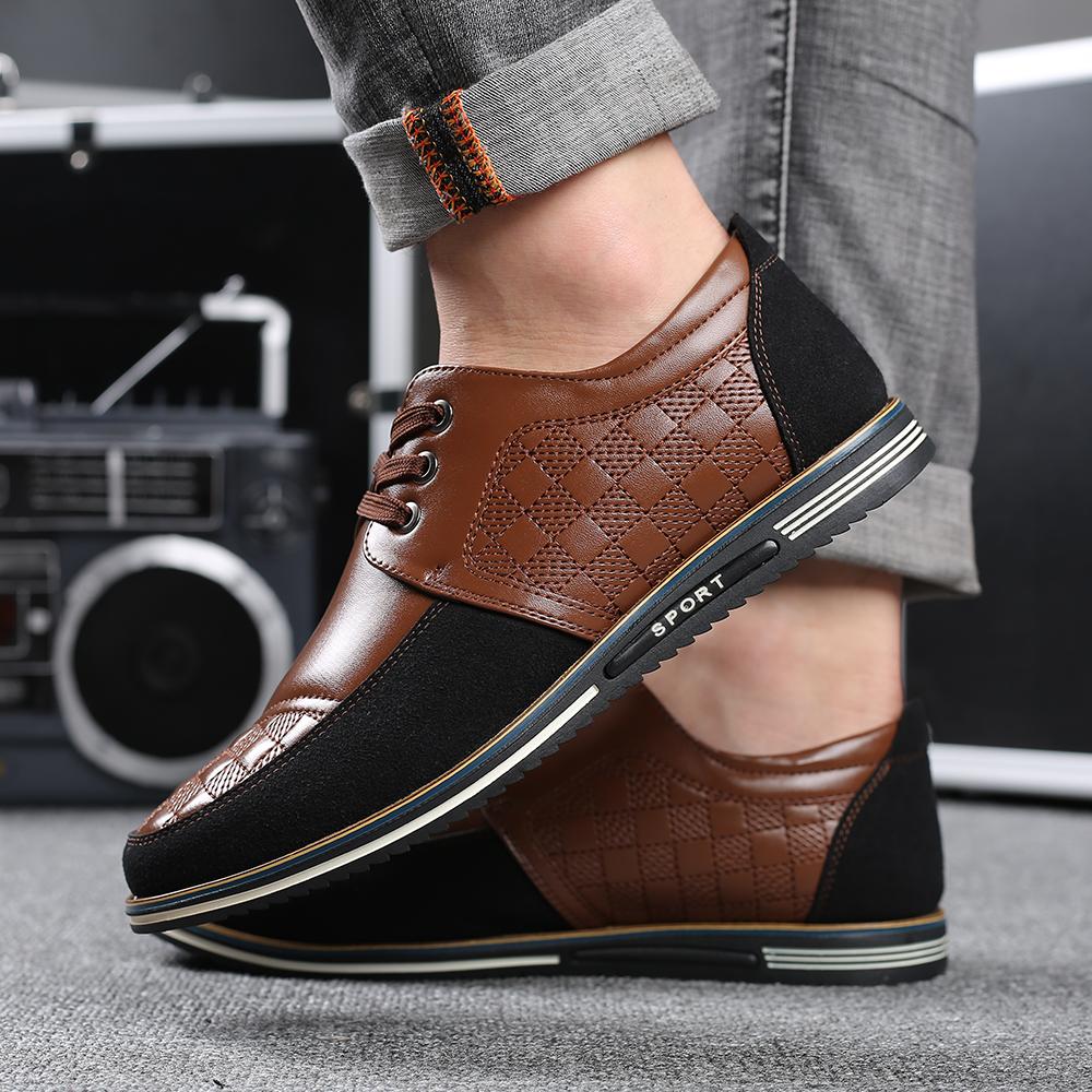 Big Size Casual Leather Shoes Men Business Breathable Men Leather Shoes Fashion Casual Men Shoes Black
