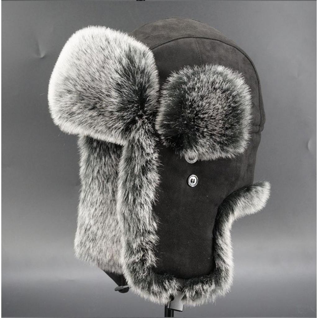 Winter Bomber Hats for Men, Ear Flap Pu Leather Faux Fur Trapper Hat, Ideal Choice for Gifts