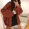 Autumn Winter Korean Fashion V-neck Cardigan Sweater Knitted Loose Casual Coats Office Long Sleeve Elegant Solid Color Jackets Simple Clothing
