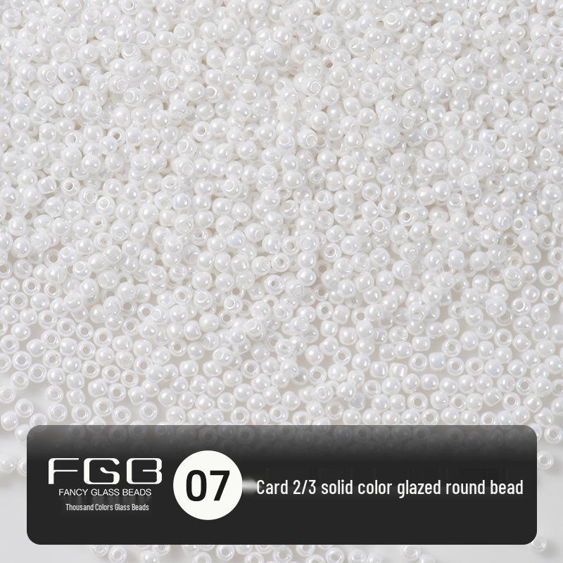 Thousand Color Glass Seed Beads 2/3mm - Solid Enamelled Round Beads for DIY Crafts, Handmade Uniform Cream String Beads.