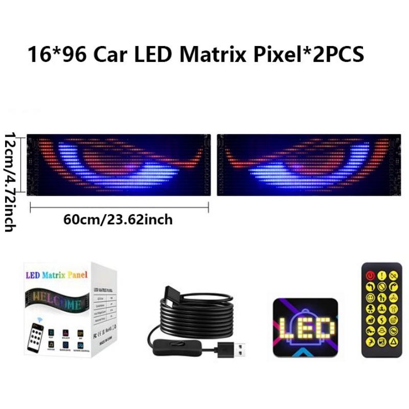 10.6"x4.7" Flexible 5V/2A Double Devil Eyes Car LED Light Digital Bluetooth APP Controlled Custom Sign for Cars Stores Hotels