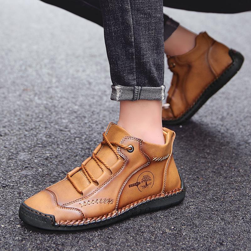 38-48 Men's High-top Large Size Casual Shoes Fashion Retro Casual Leather Boots