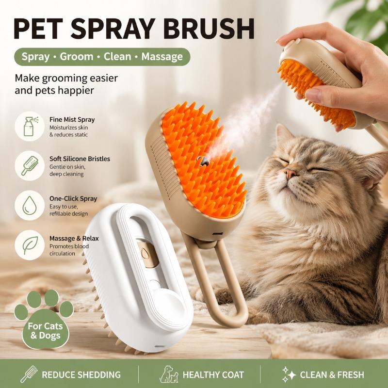 Anti Flying Hair Pet Spray Massage Comb For Cats Dogs Steam Grooming Depilation Tool Pet Grooming Supplies For Home Use