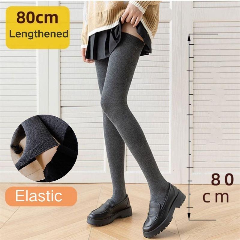 1pair Women Cotton Over Knee High Socks 80cm Lengthened JK Lolita Stockings Autumn Winter Elastic Thigh Stockings Party Socks