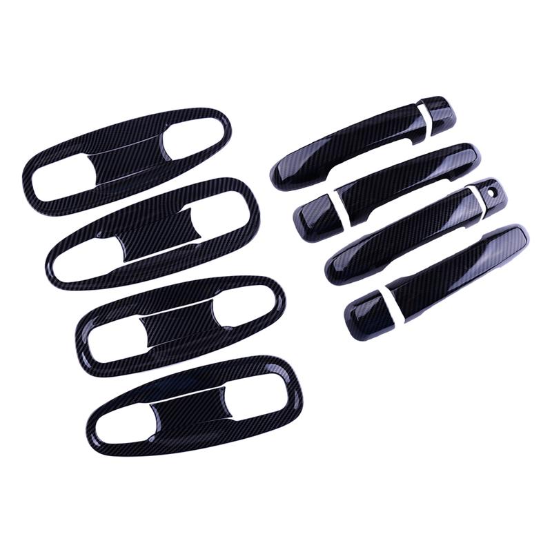 

1 Set Carbon Fiber Style Exterior Door Handle & Handle Bowl Cup Covers Trims Fit for Toyota Land Cruiser Prado FJ150 2010-
