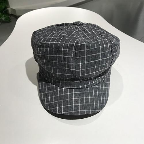 Versatile plaid thin octagonal hat British retro student cap Casual painter hat Newsboy hat Children