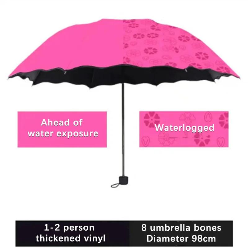 Red Leaf Portable Manual Folding Umbrella Flowering Umbrella In Water Black Glue Coated Light Weight UV Umbrella