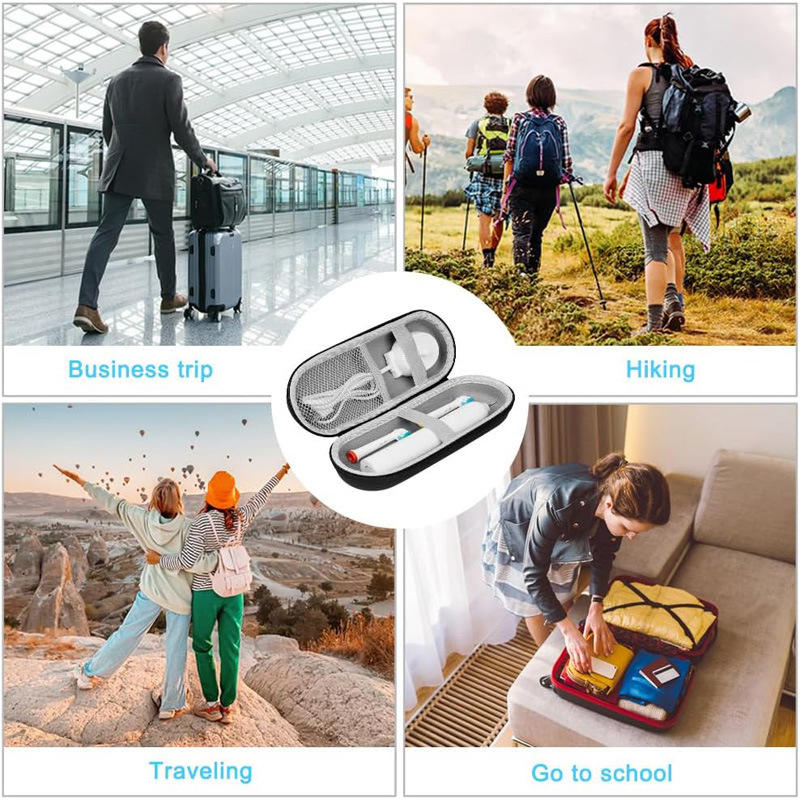 Portable Travel Toothbrush Case Protective Holder Toothbrush Case Charger Storage Box with Mesh Pocket
