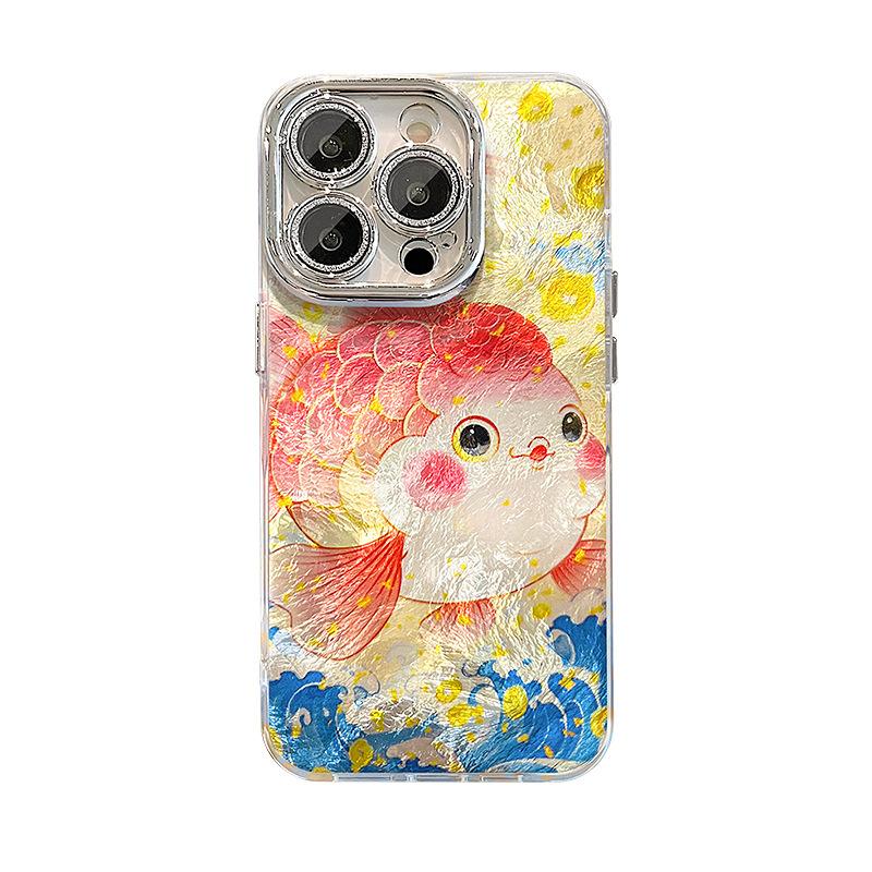 

Национальный тренд Счастливая рыба Подходит для чехлов для телефонов Apple 16pro, Huawei P70 Полностью закрывающий противоударный 15 с ощущением премиальности 14, и Xiaomi 13 Redmi Note 11 Pro