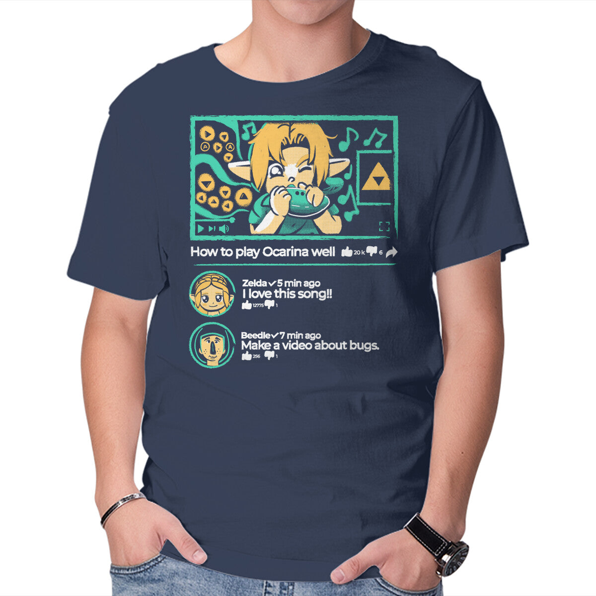 Unisex Crew Neck T-Shirt How To Play Ocarina Well Graphic Short Sleeve Casual Tee XS