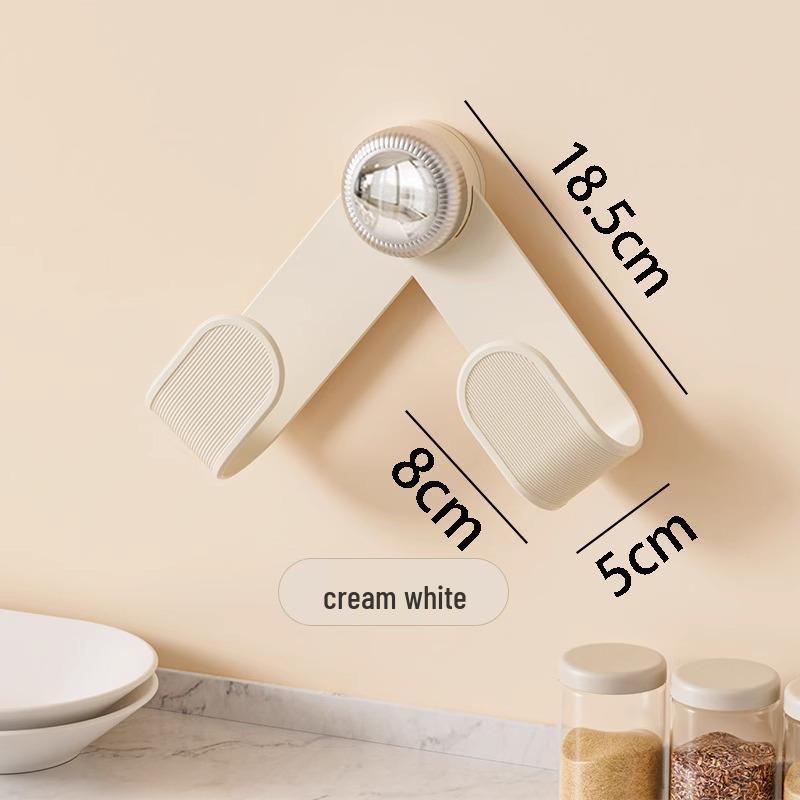 Wall-Mounted Rotating Pot Lid Organizer with Suction Cup, Punch-Free Kitchen Storage Rack for Hanging and Cutting Boards.